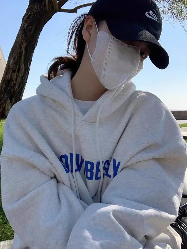 Letter Print Loose Fit Hoodie