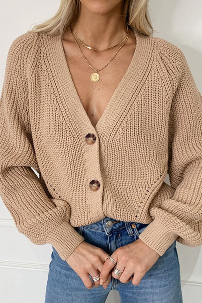 Fashion Sexy Solid Cardigan V Neck Sweaters(5 Colors) - Fashionpara