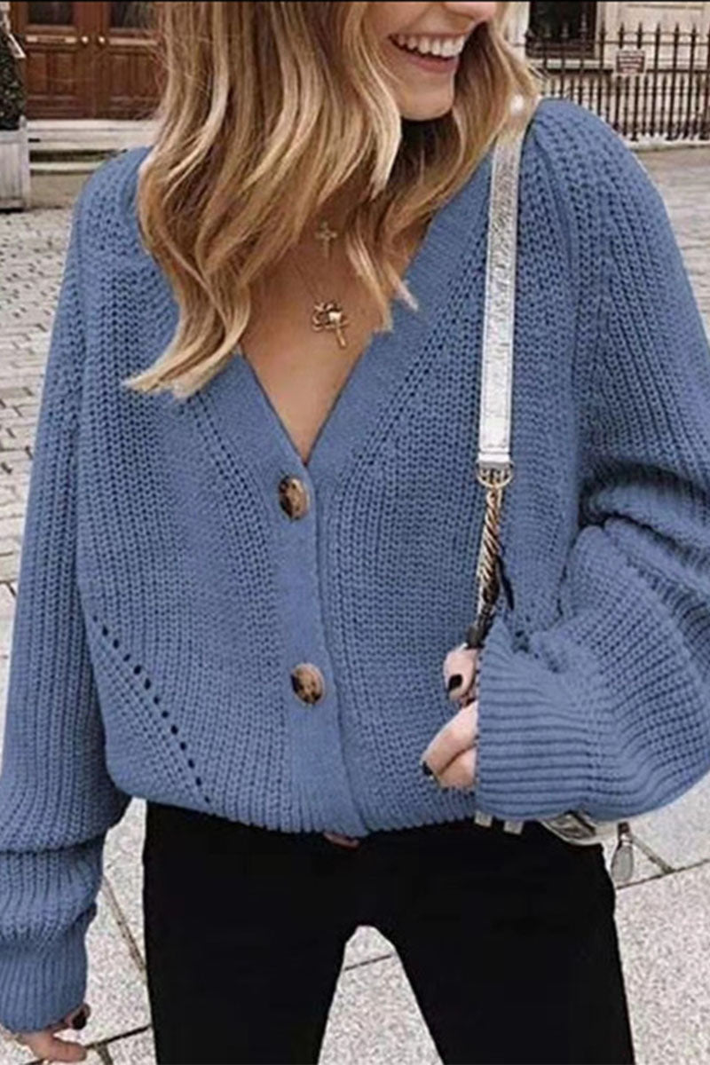 Fashion Sexy Solid Cardigan V Neck Sweaters(5 Colors) - Fashionpara