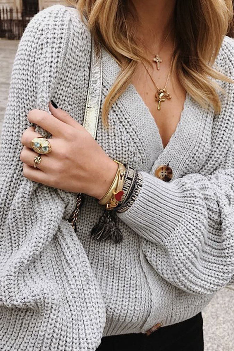 Fashion Sexy Solid Cardigan V Neck Sweaters(5 Colors) - Fashionpara