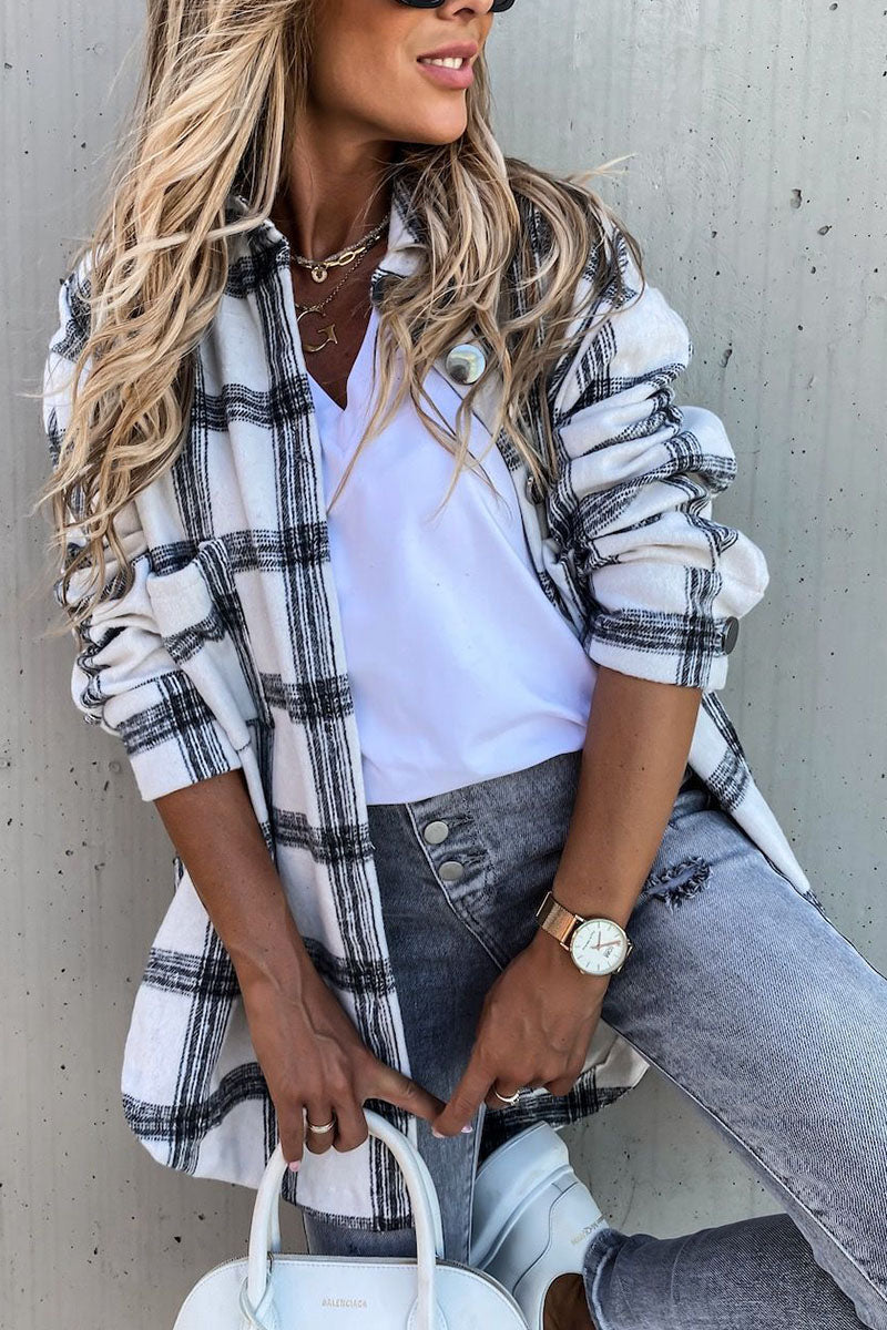 Fashion Sexy Plaid Turndown Collar Blouses  Fashionpara