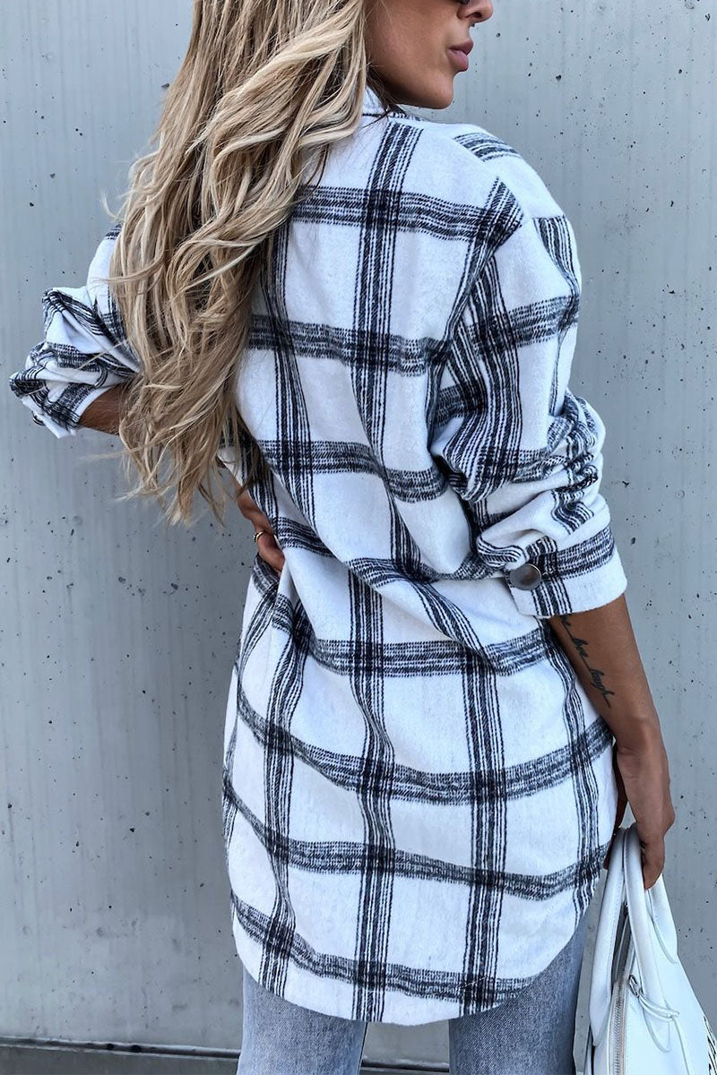 Fashion Sexy Plaid Turndown Collar Blouses  Fashionpara