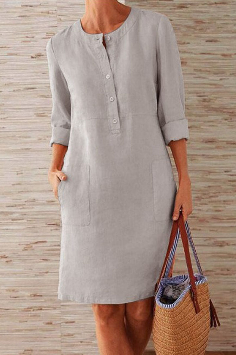 Fashion Street Solid O Neck A Line Dresses - Fashionpara