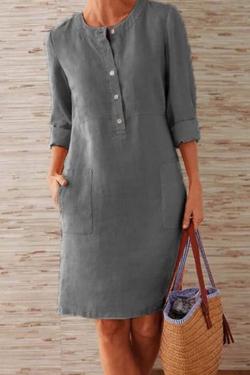 Fashion Street Solid O Neck A Line Dresses - Fashionpara