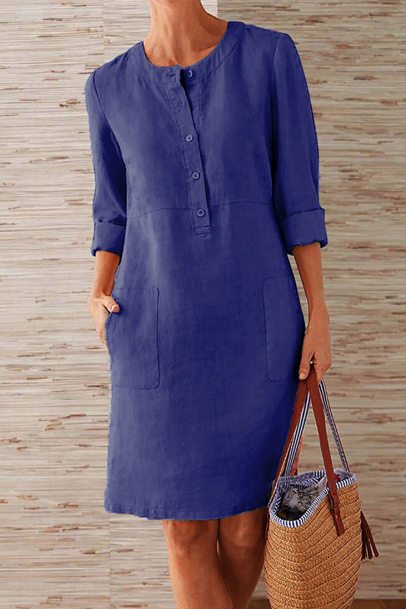 Fashion Street Solid O Neck A Line Dresses - Fashionpara