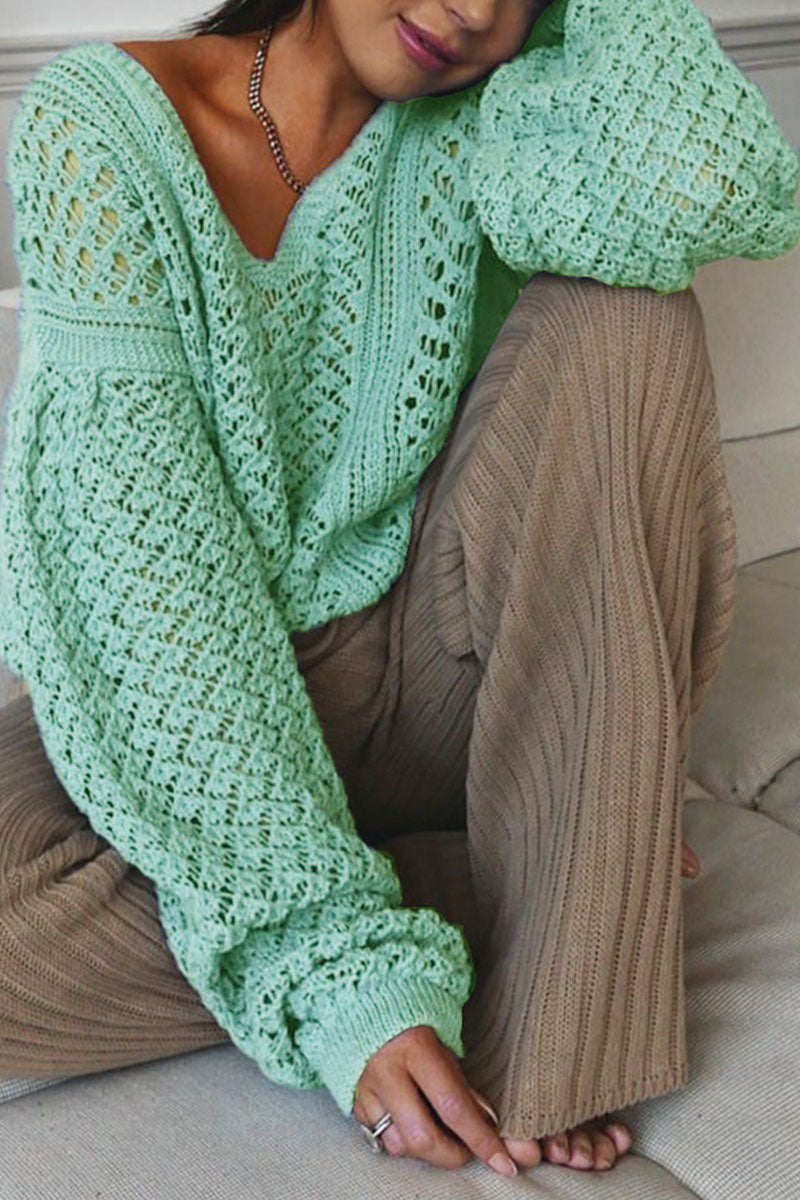 Fashion Street Solid V Neck Sweaters(5 Colors) - Fashionpara