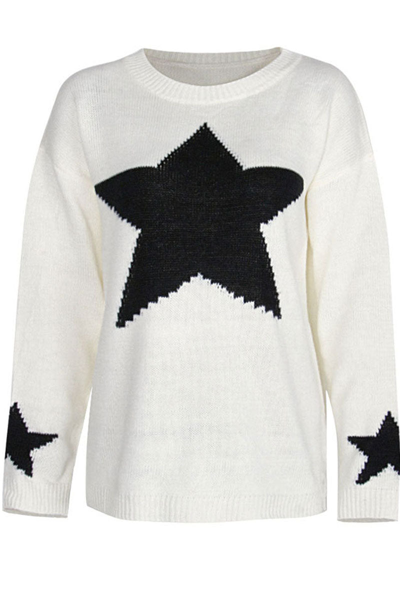 Florcoo Casual Mid Waist Patchwork O Neck Sweater 4 Colors