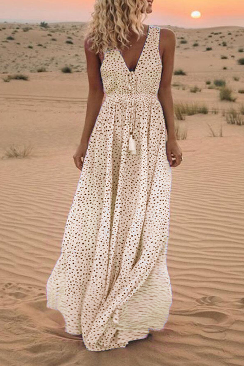 Sexy Print V Neck Sleeveless Dress  Fashionpara