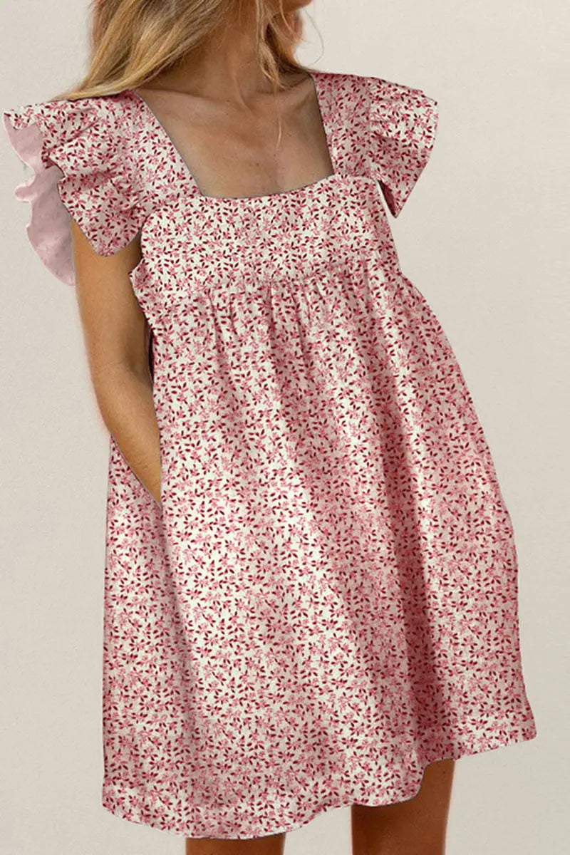 Fashion Casual Print Patchwork Square Collar Princess Dresses(4 Colors)  Fashionpara