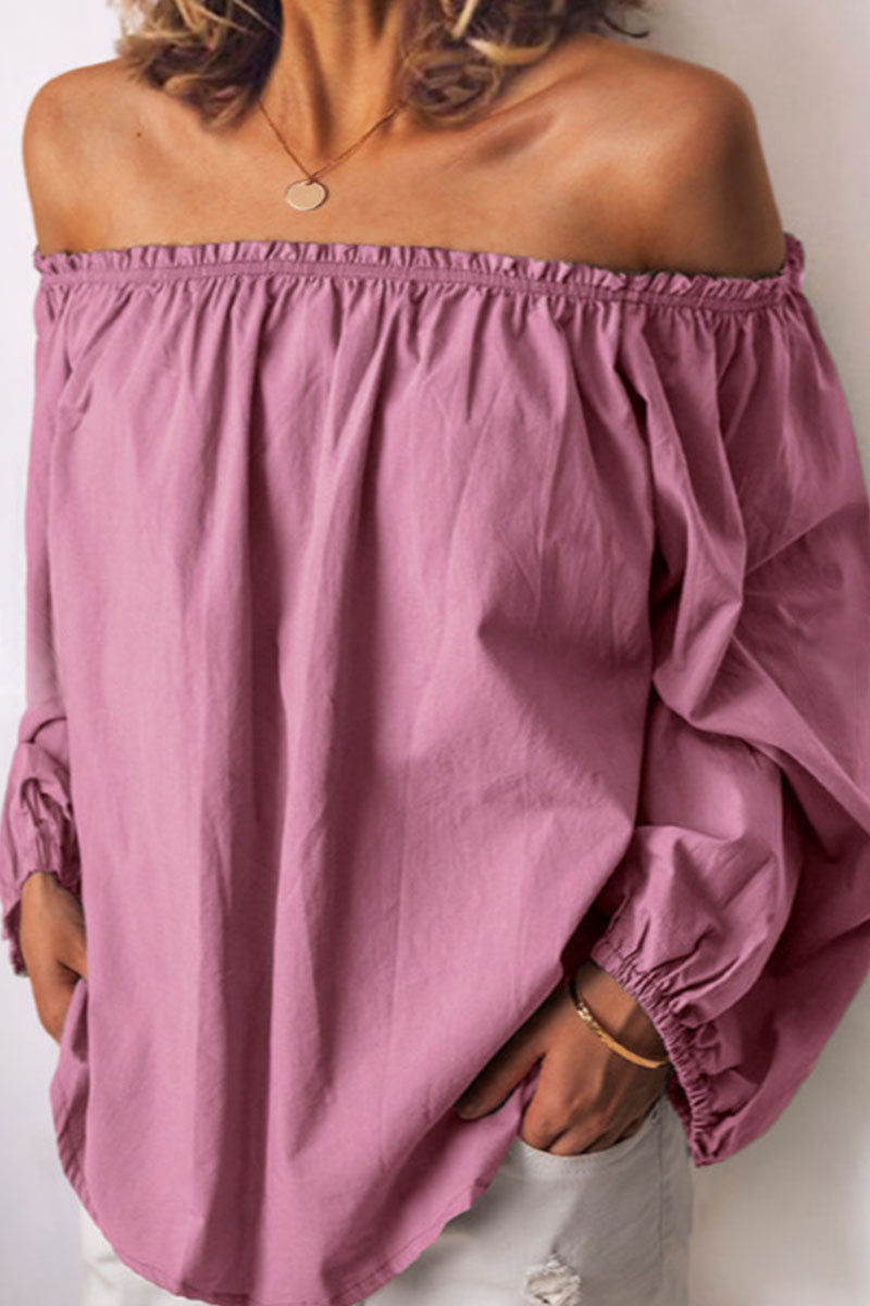 Fashion Casual Solid Patchwork Off the Shoulder Tops - Fashionpara