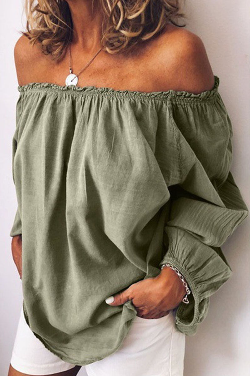 Fashion Casual Solid Patchwork Off the Shoulder Tops - Fashionpara