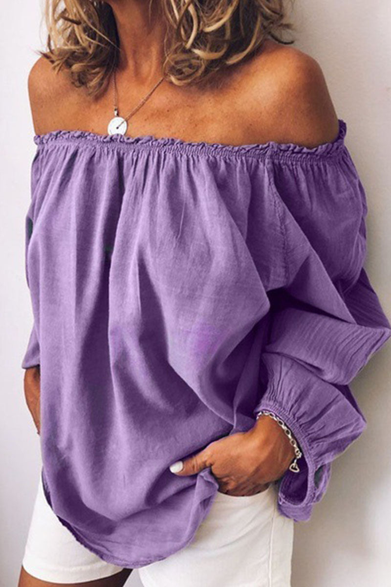 Fashion Casual Solid Patchwork Off the Shoulder Tops - Fashionpara