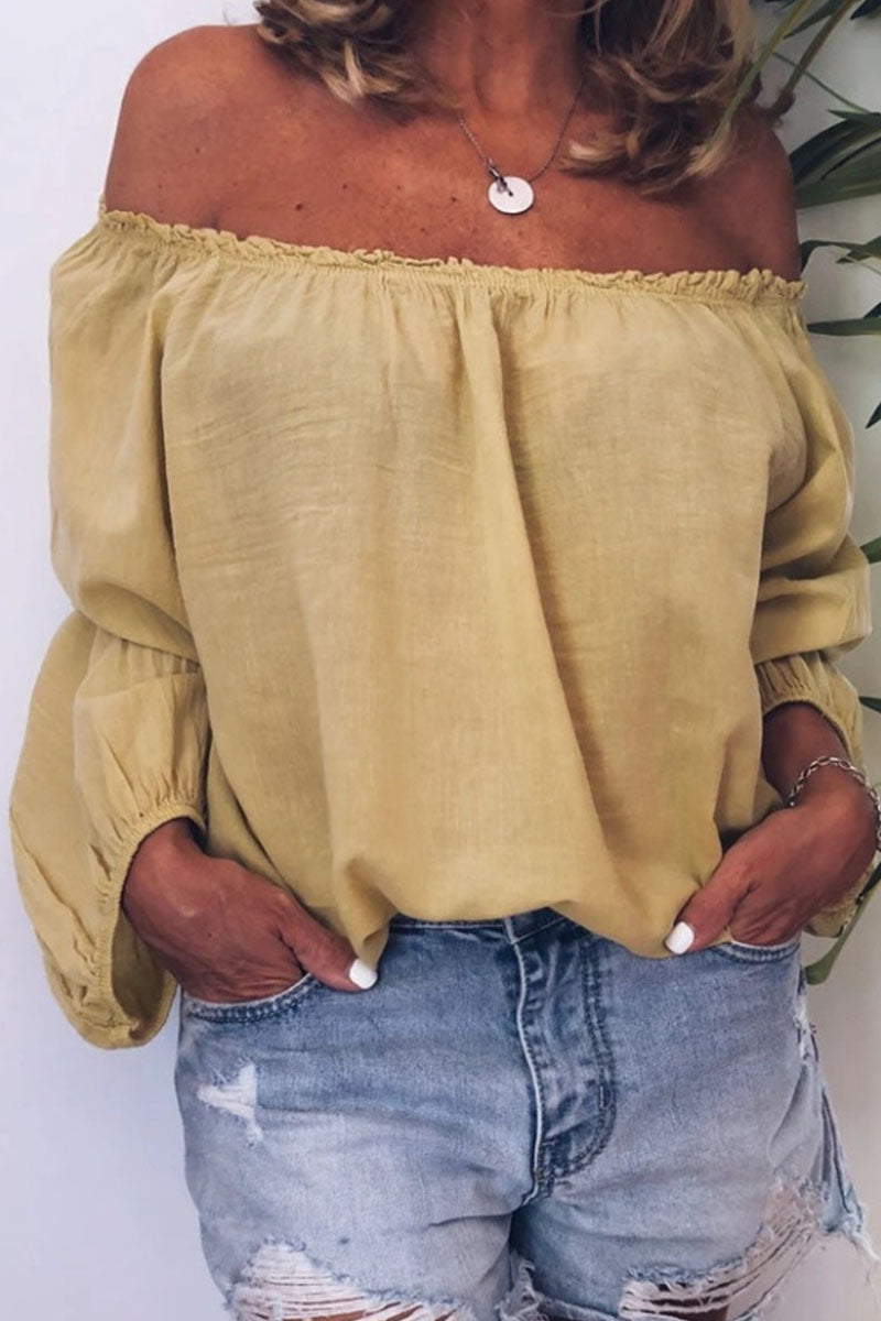 Fashion Casual Solid Patchwork Off the Shoulder Tops - Fashionpara