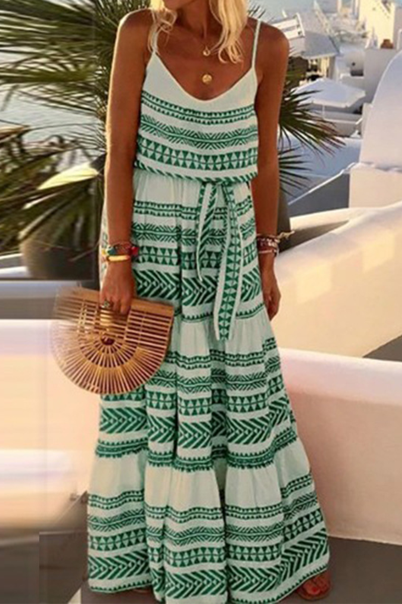 Sexy Print Frenulum V Neck Beach Dresses(4 Colors)  Fashionpara