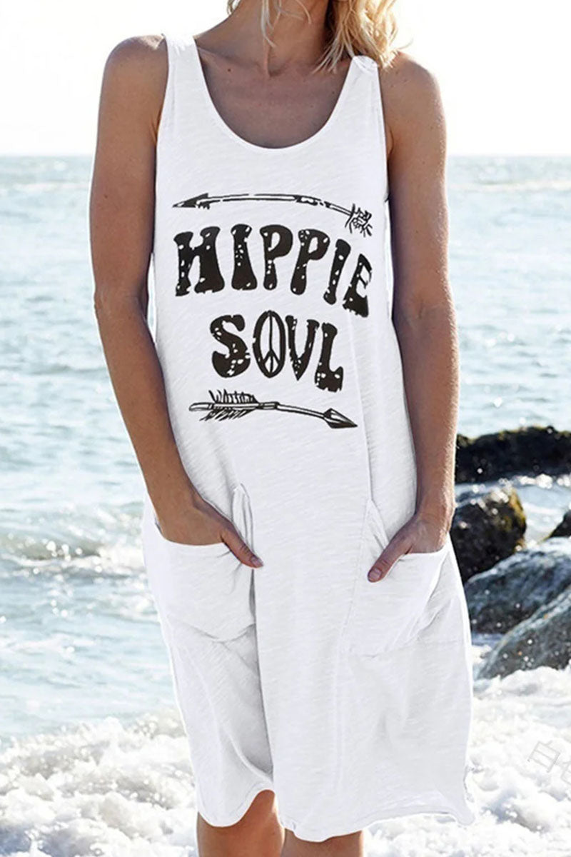 Fashion Casual Print Letter O Neck Straight Dresses  Fashionpara