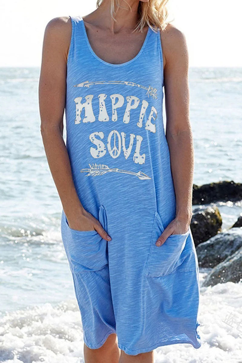 Fashion Casual Print Letter O Neck Straight Dresses  Fashionpara