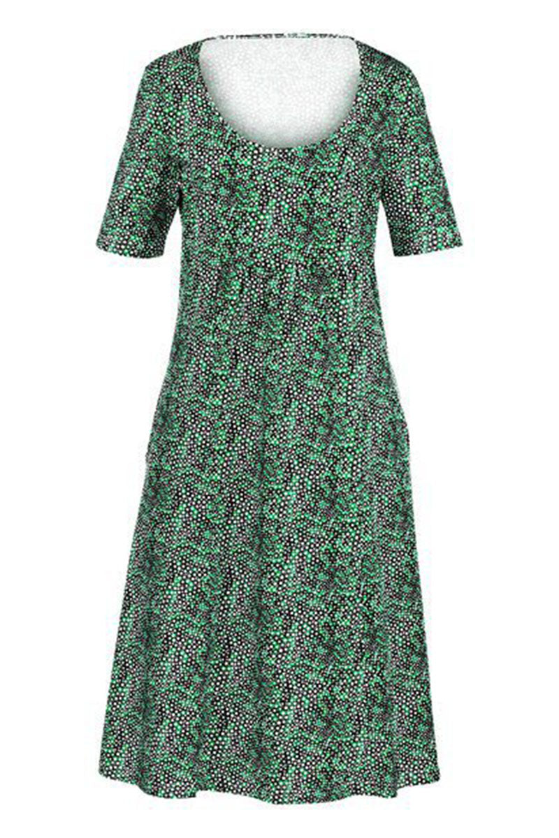 Fashion Street Print Patchwork O Neck A Line Dresses