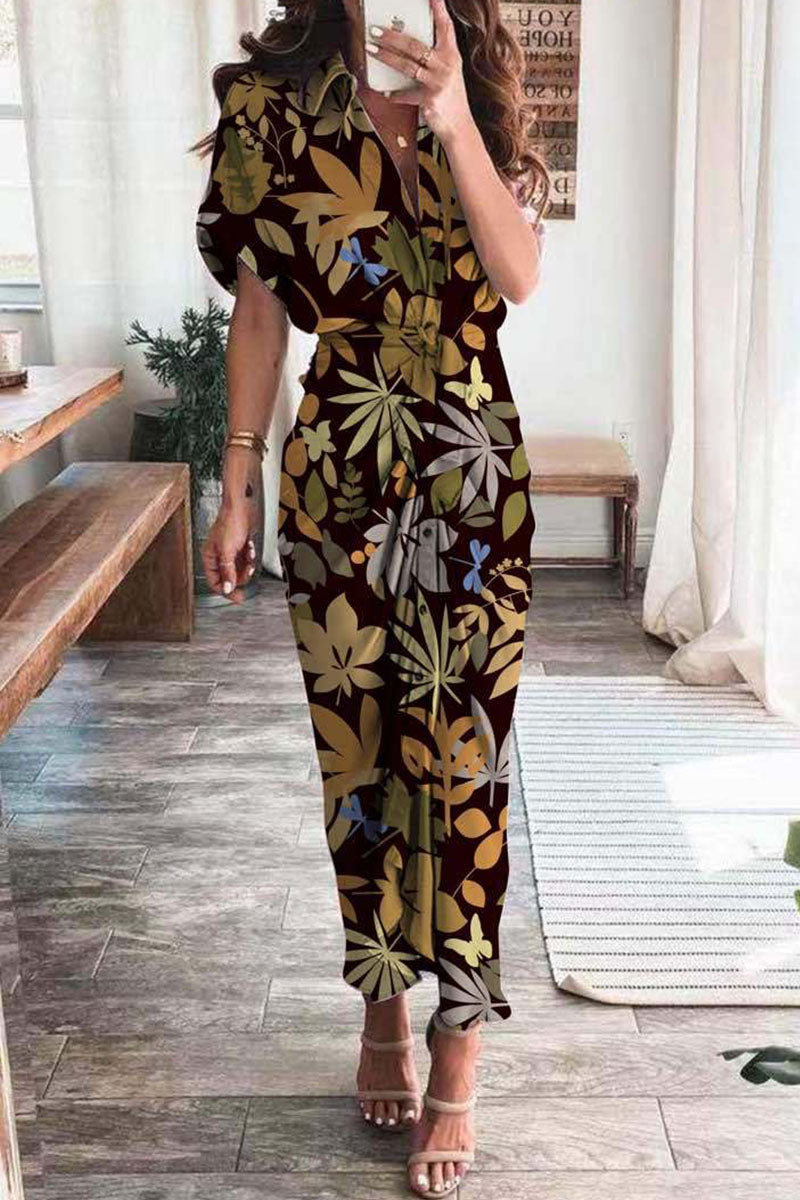 Fashion British Style Print Patchwork Turndown Collar A Line Dresses  Fashionpara