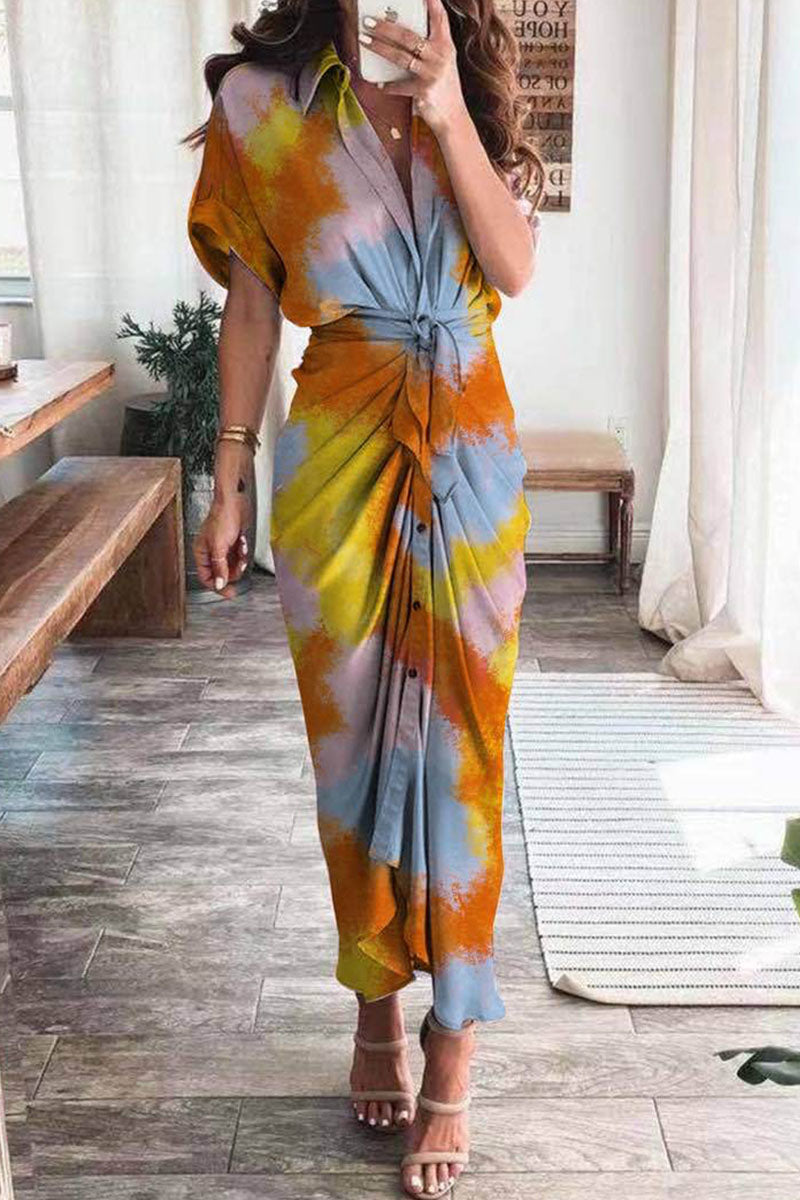 Fashion British Style Print Patchwork Turndown Collar A Line Dresses  Fashionpara