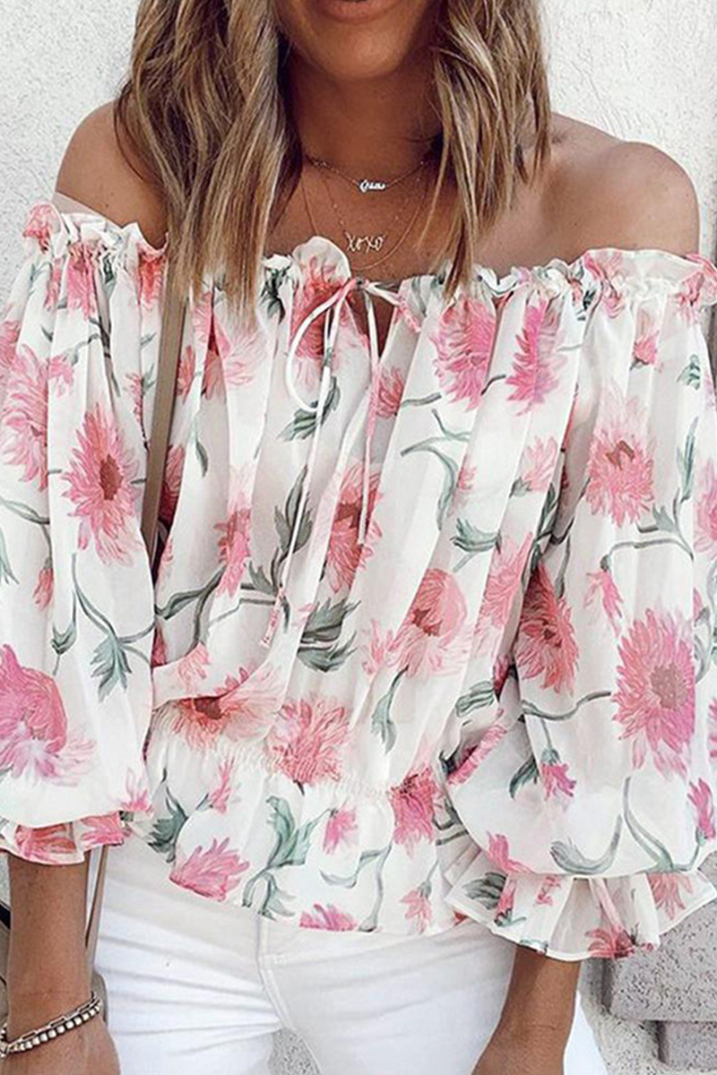 Fashion Elegant Floral Frenulum Stringy Selvedge Strapless Blouses(4 Colors)