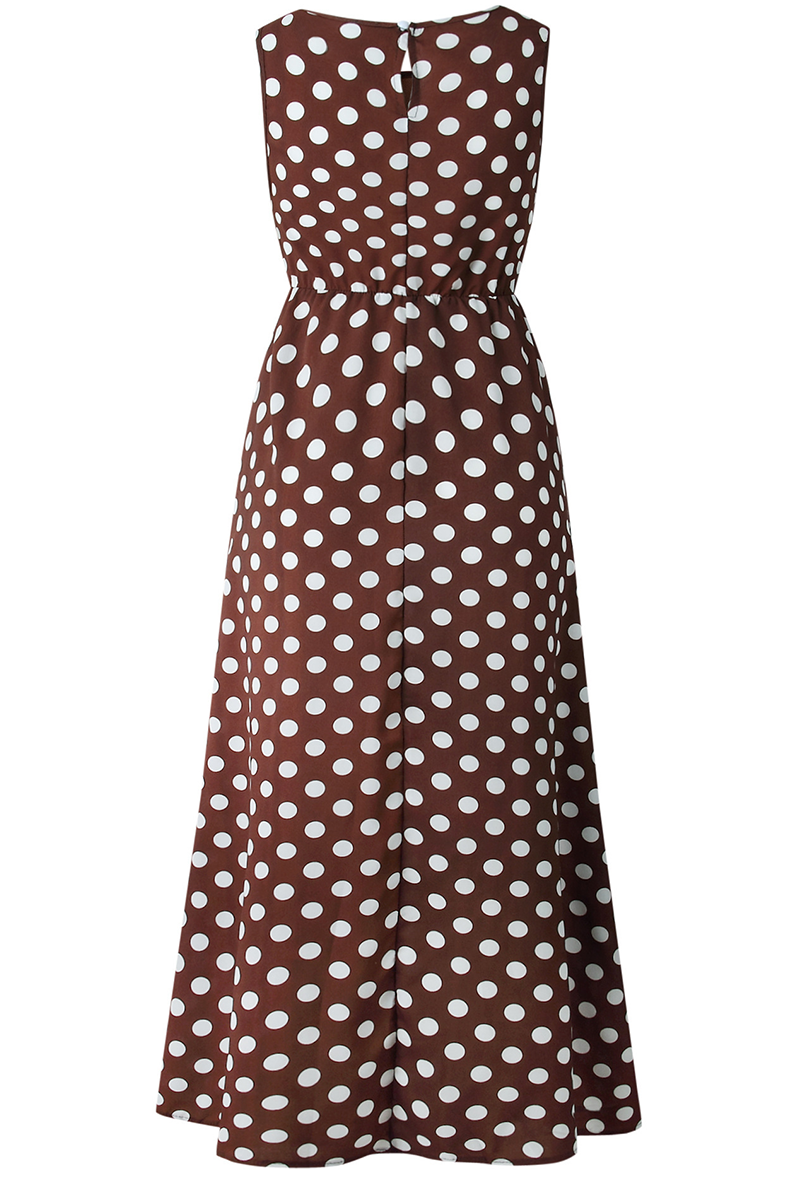 Fashion Street Polka Dot Patchwork O Neck A Line Dresses(5 Colors) - Fashionpara