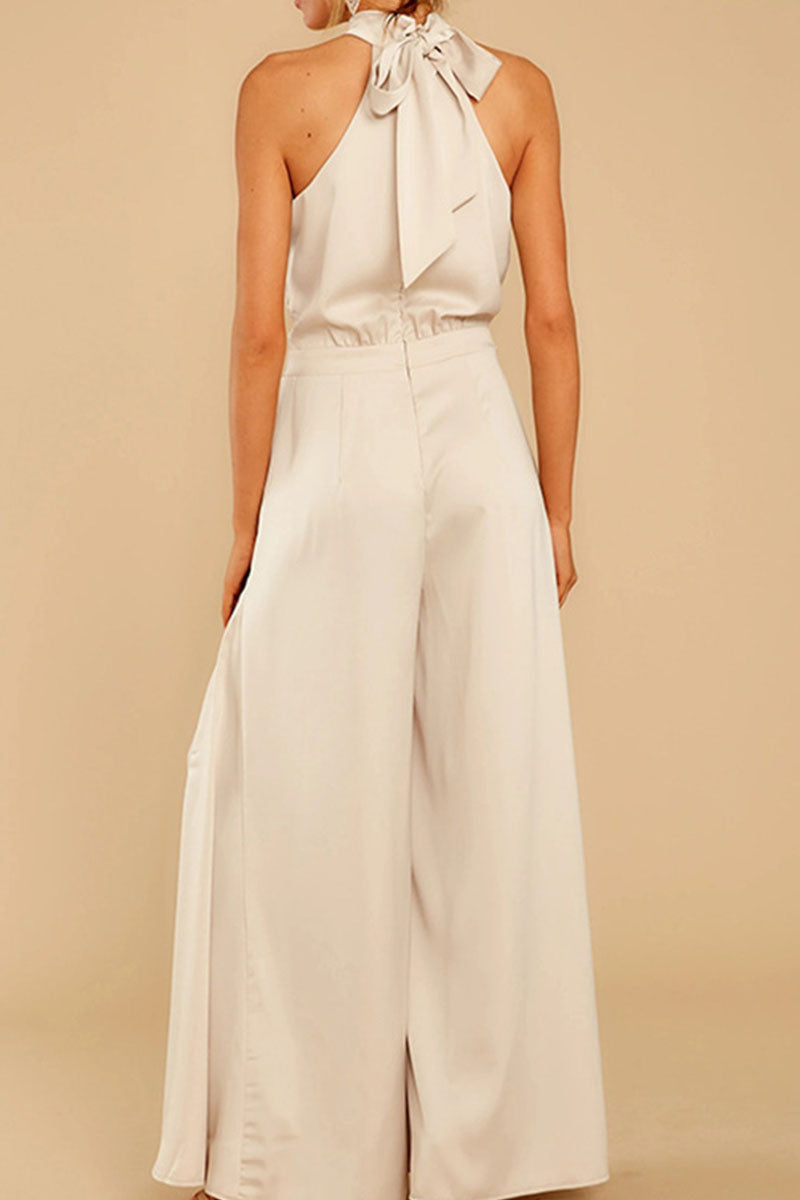 Fashion Casual Solid Patchwork Halter Loose Jumpsuits(5 Colors) - Fashionpara