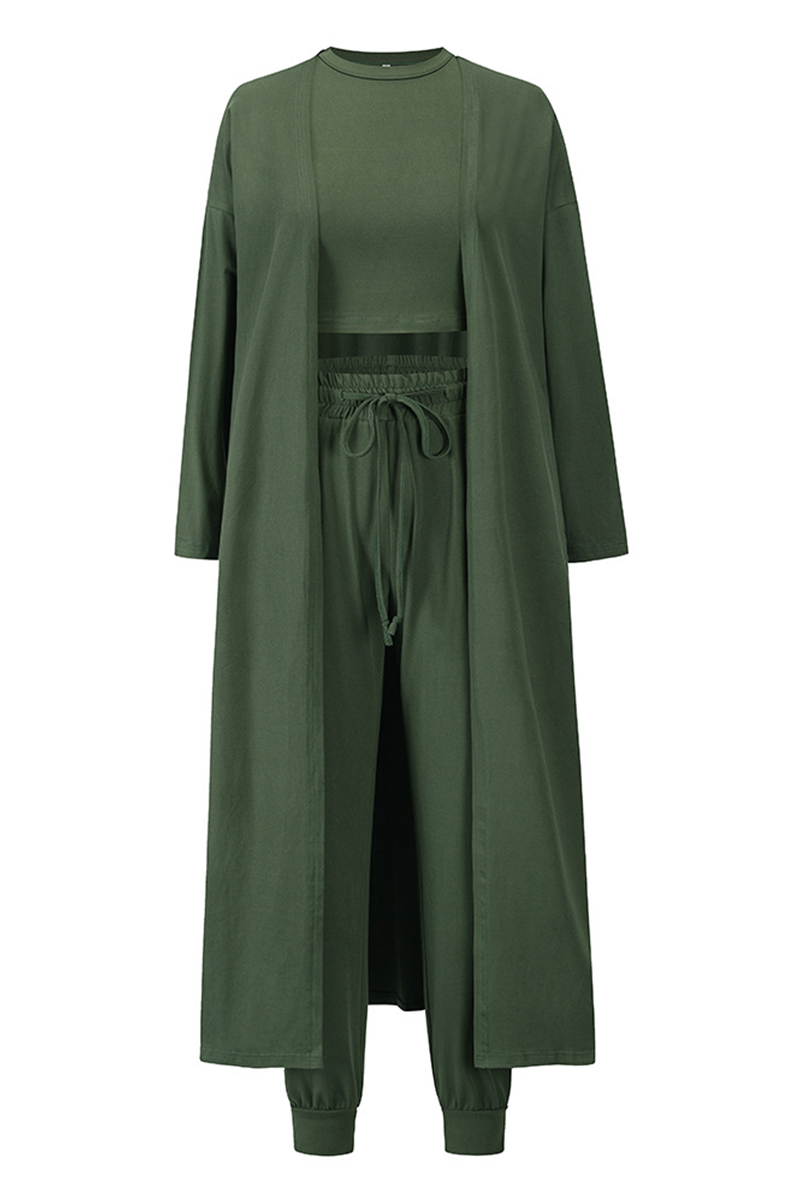 Casual Solid Patchwork O Neck Long Sleeve Three Pieces(4 Colors) - Fashionpara