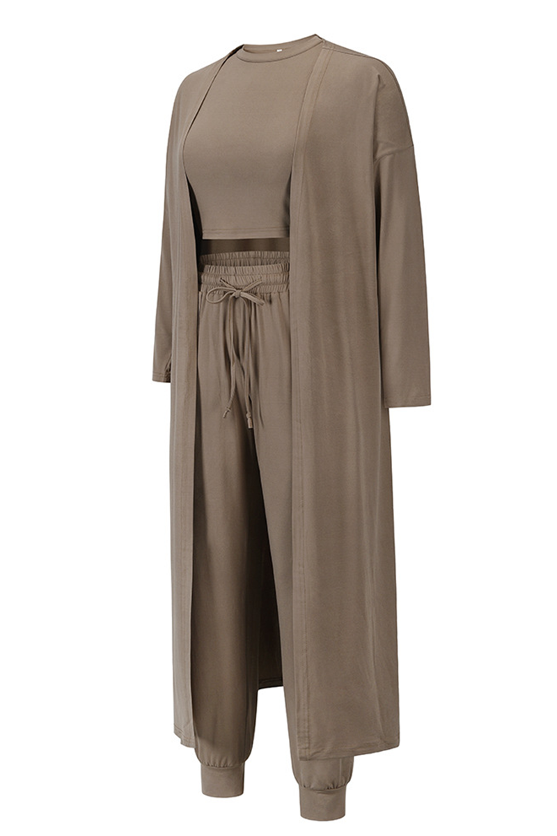 Casual Solid Patchwork O Neck Long Sleeve Three Pieces(4 Colors) - Fashionpara