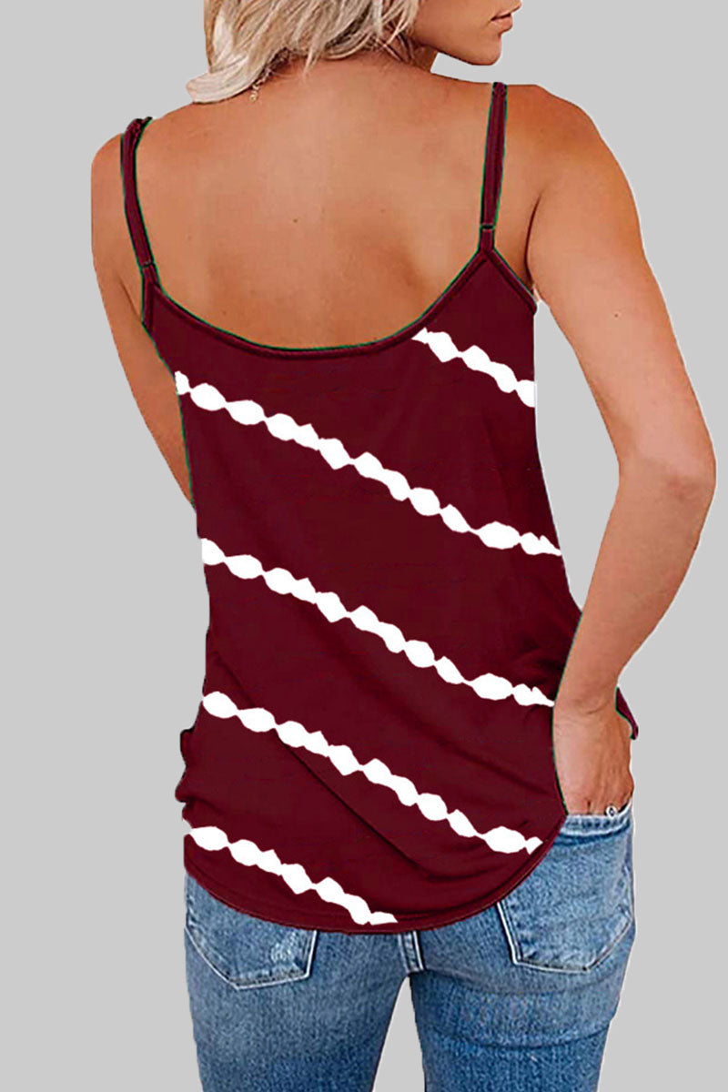 Fashion Casual Striped Print Split Joint V Neck Tops(6 colors)