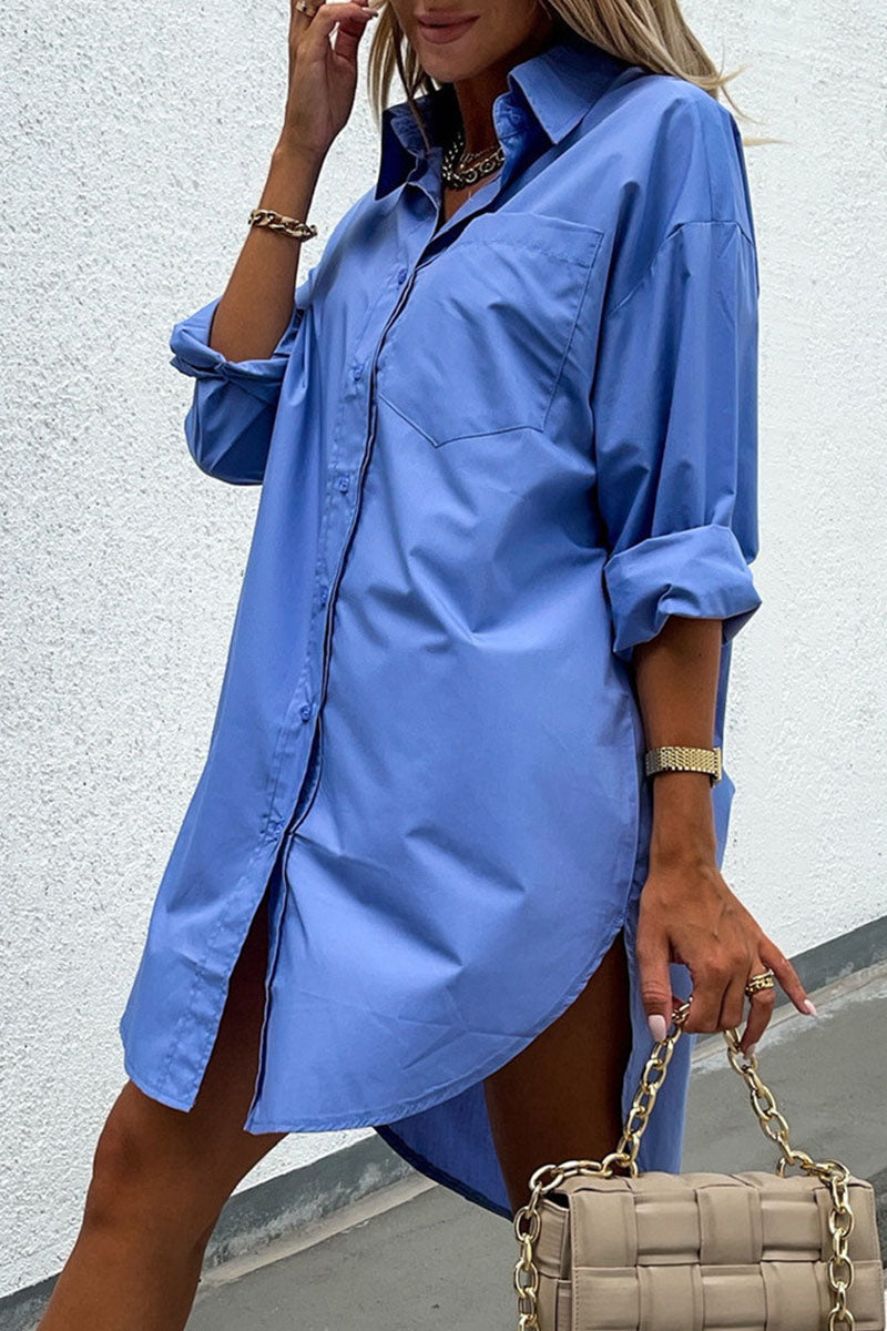 Fashion Street Solid Patchwork Turndown Collar Blouses (3 Colors) - Fashionpara