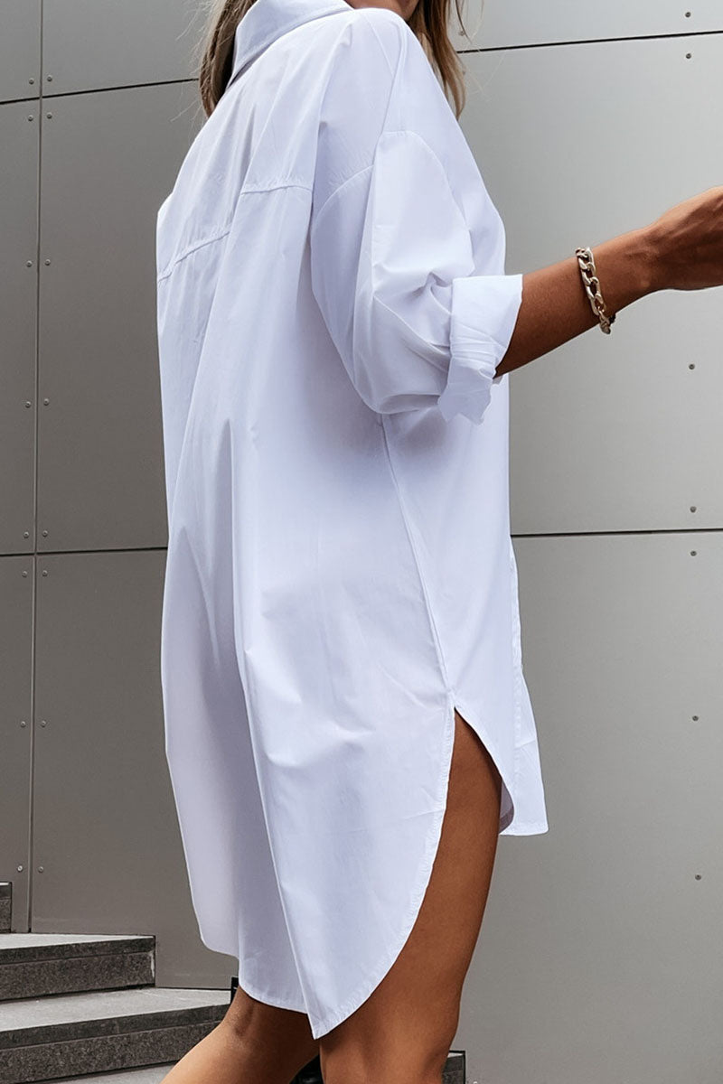 Fashion Street Solid Patchwork Turndown Collar Blouses (3 Colors) - Fashionpara