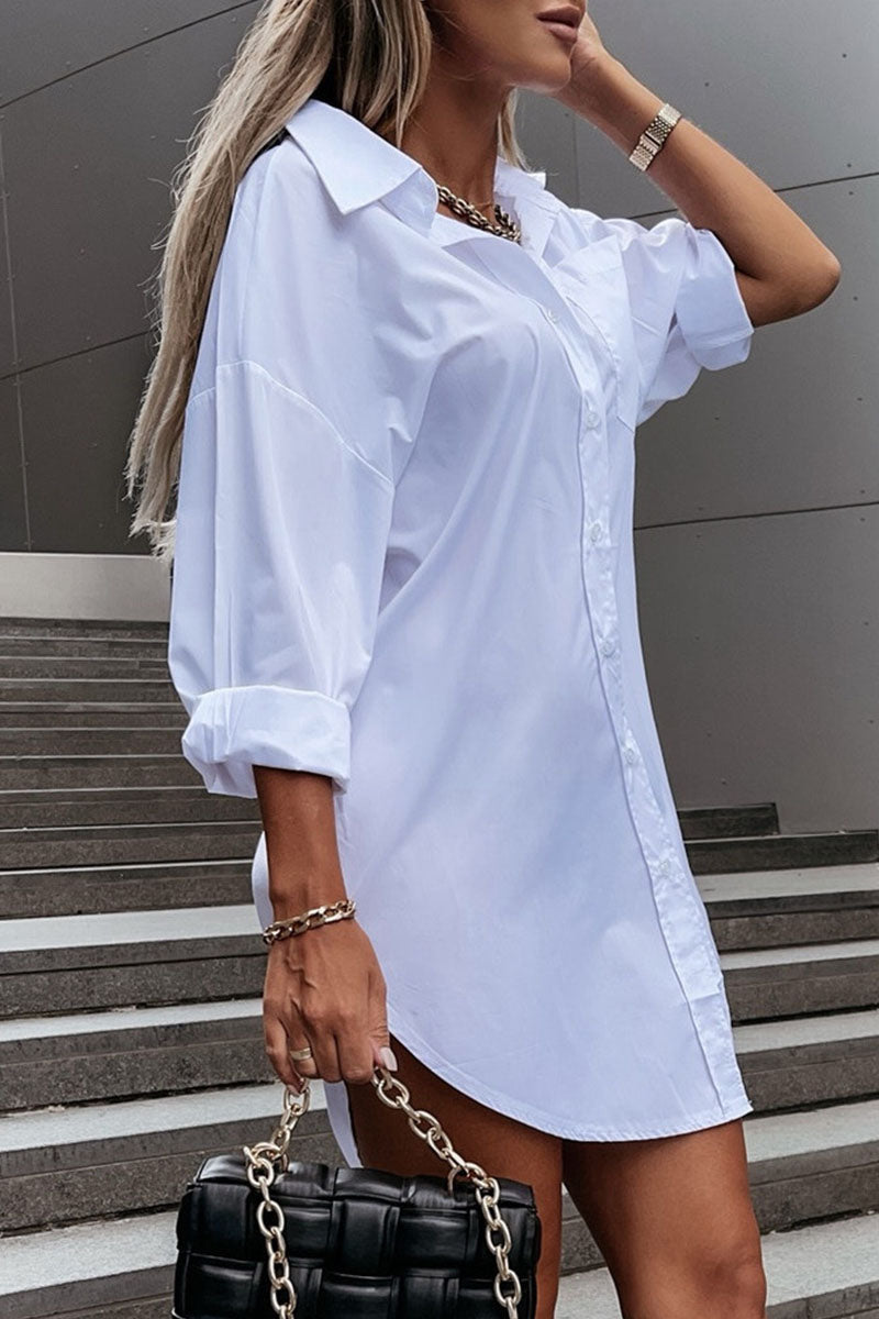 Fashion Street Solid Patchwork Turndown Collar Blouses (3 Colors) - Fashionpara