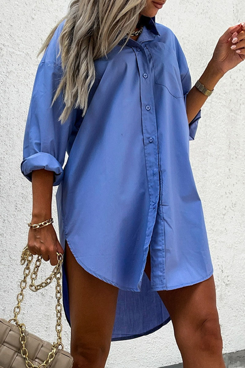 Fashion Street Solid Patchwork Turndown Collar Blouses (3 Colors) - Fashionpara