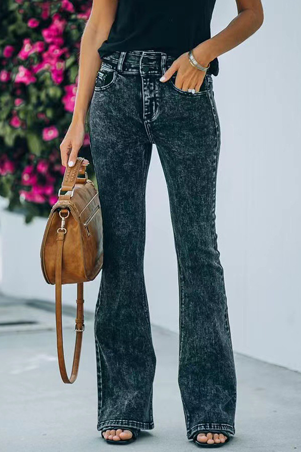 Street Plain Pants High Waist Wide Leg Bottoms - Fashionpara