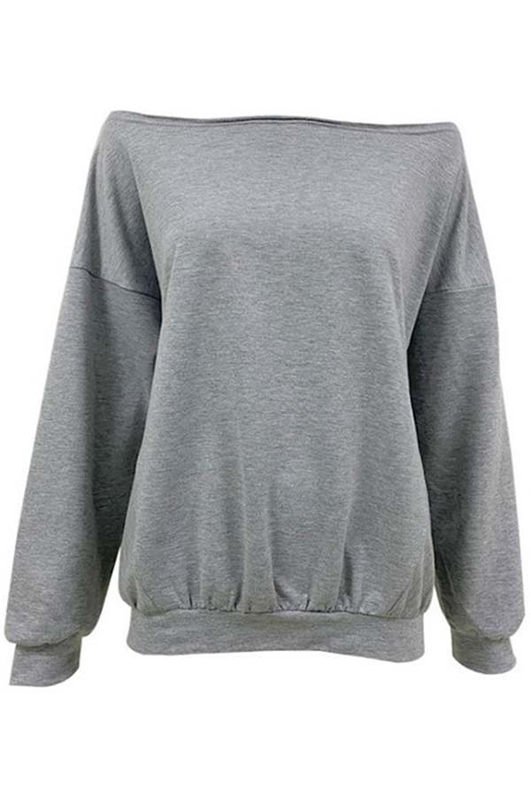 Casual Elegant Solid Patchwork Fold Off the Shoulder Hoodies