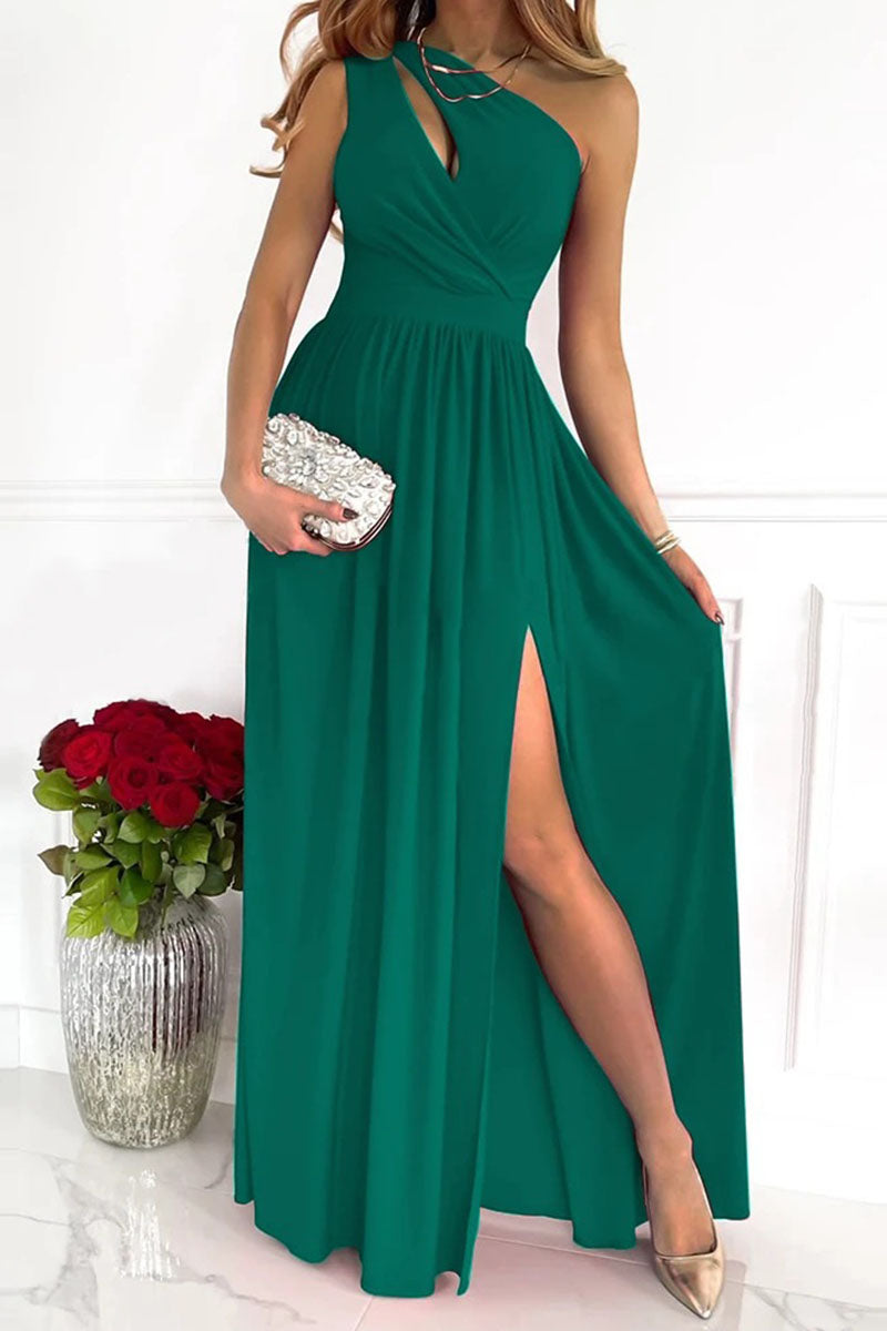 Casual Print Patchwork Slit Oblique Collar Straight Dresses(8 Colors)  Fashionpara