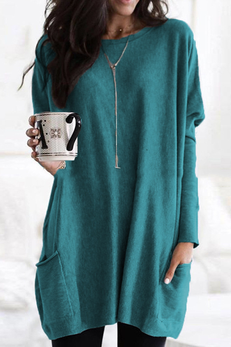 Fashion Solid Patchwork O Neck Tops - Fashionpara