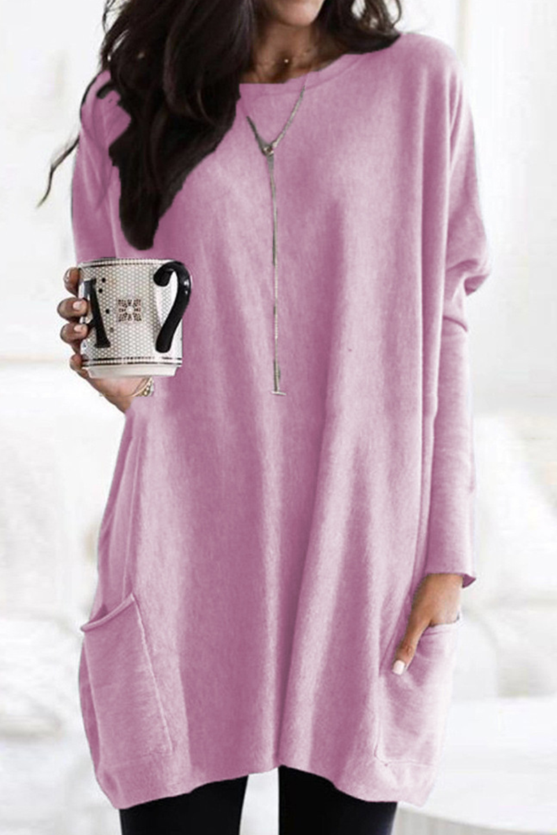 Fashion Solid Patchwork O Neck Tops - Fashionpara