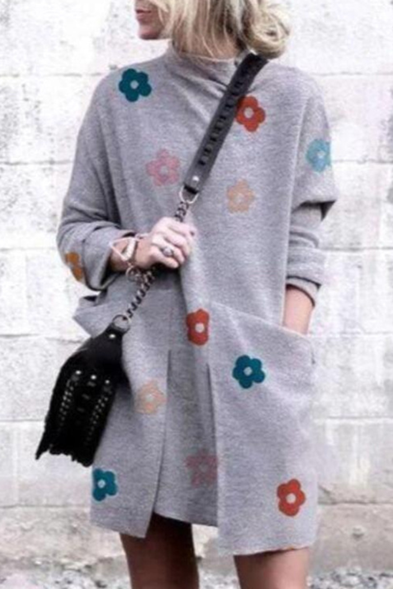 Casual Print Patchwork Half A Turtleneck Straight Dresses  Fashionpara