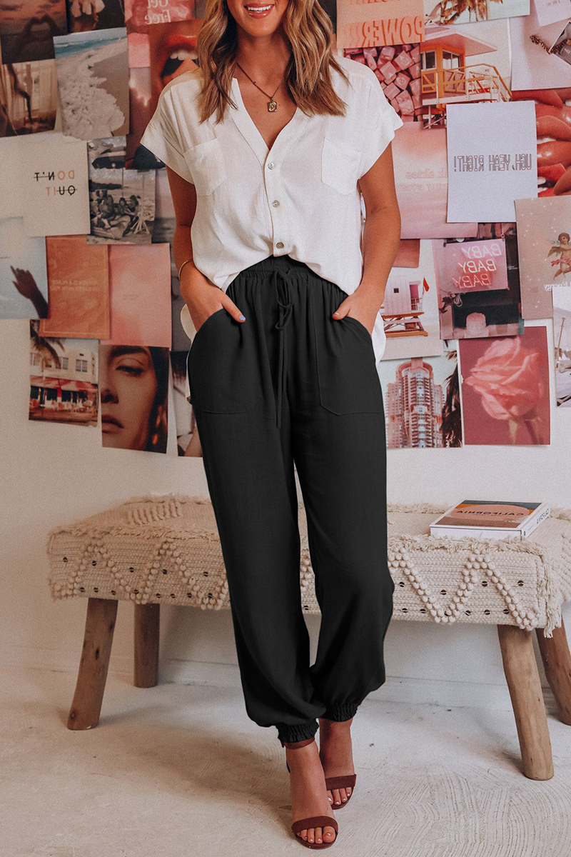 Casual Solid Patchwork Harlan Mid Waist Harlan Solid Color Bottoms(6 Colors) - Fashionpara