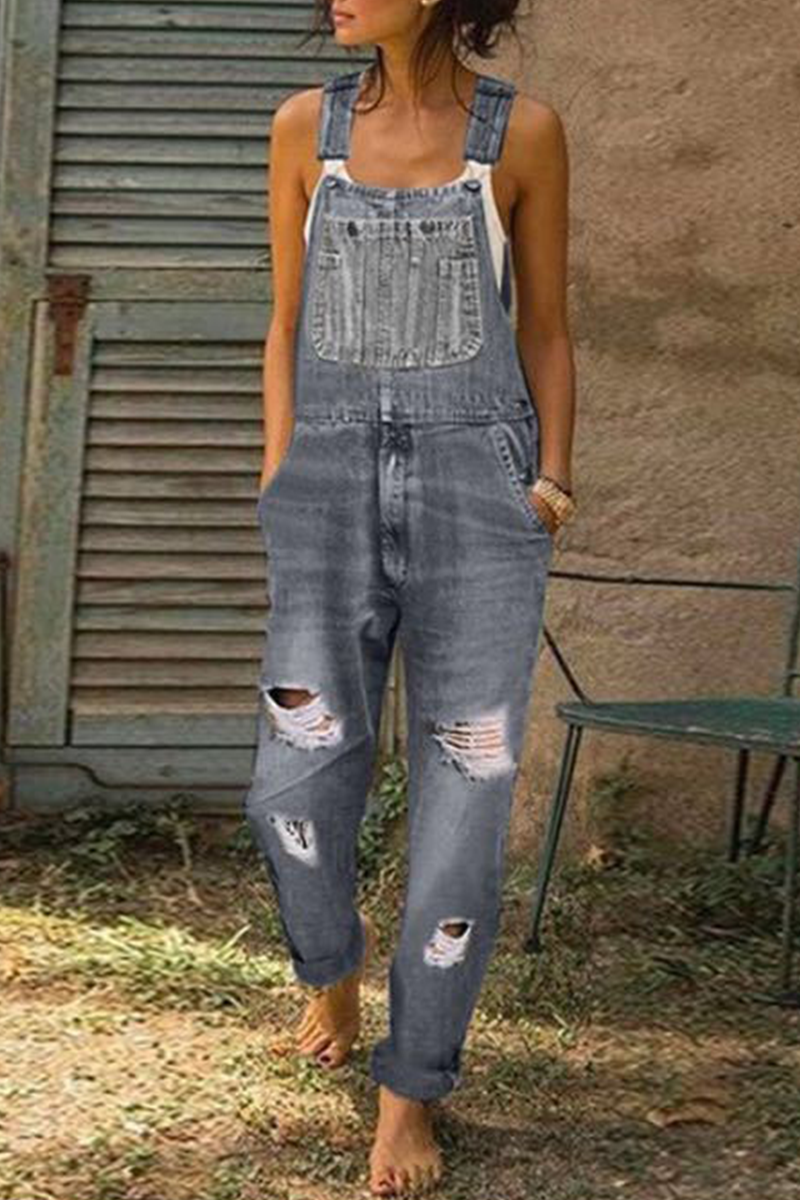 Casual Solid Ripped Harlan Jumpsuits(3 Colors) - Fashionpara