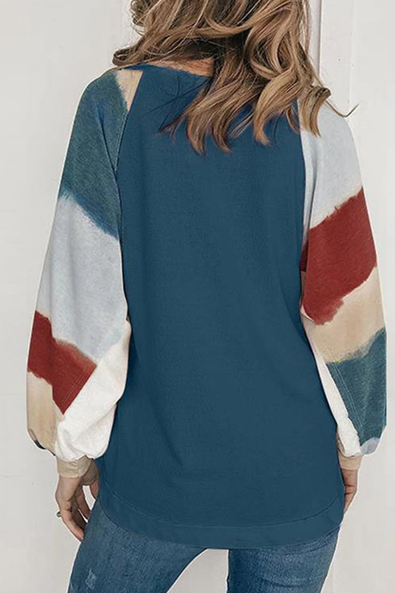 Casual Solid Patchwork O Neck Tops(4 Colors) - Fashionpara