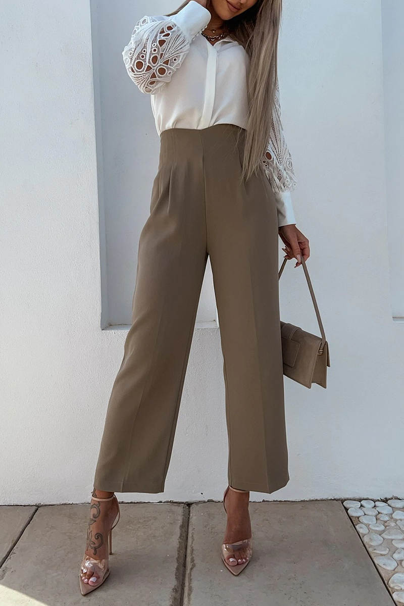 Fashion Solid Hollowed Out Turndown Collar Blouses  Fashionpara