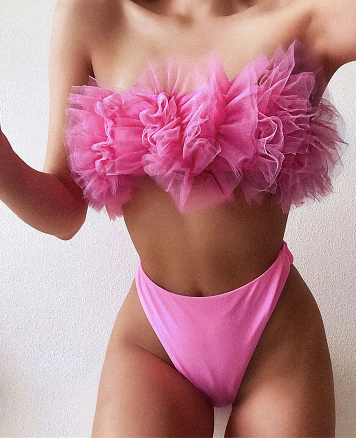 3D Flower Bandeau Bikini Set - Fashionpara