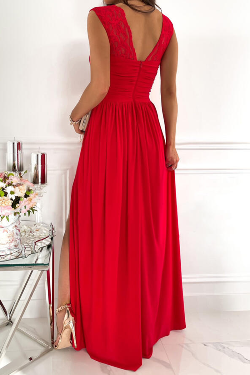 Casual Solid Slit V Neck Evening Dress Dresses(3 Colors) - Fashionpara