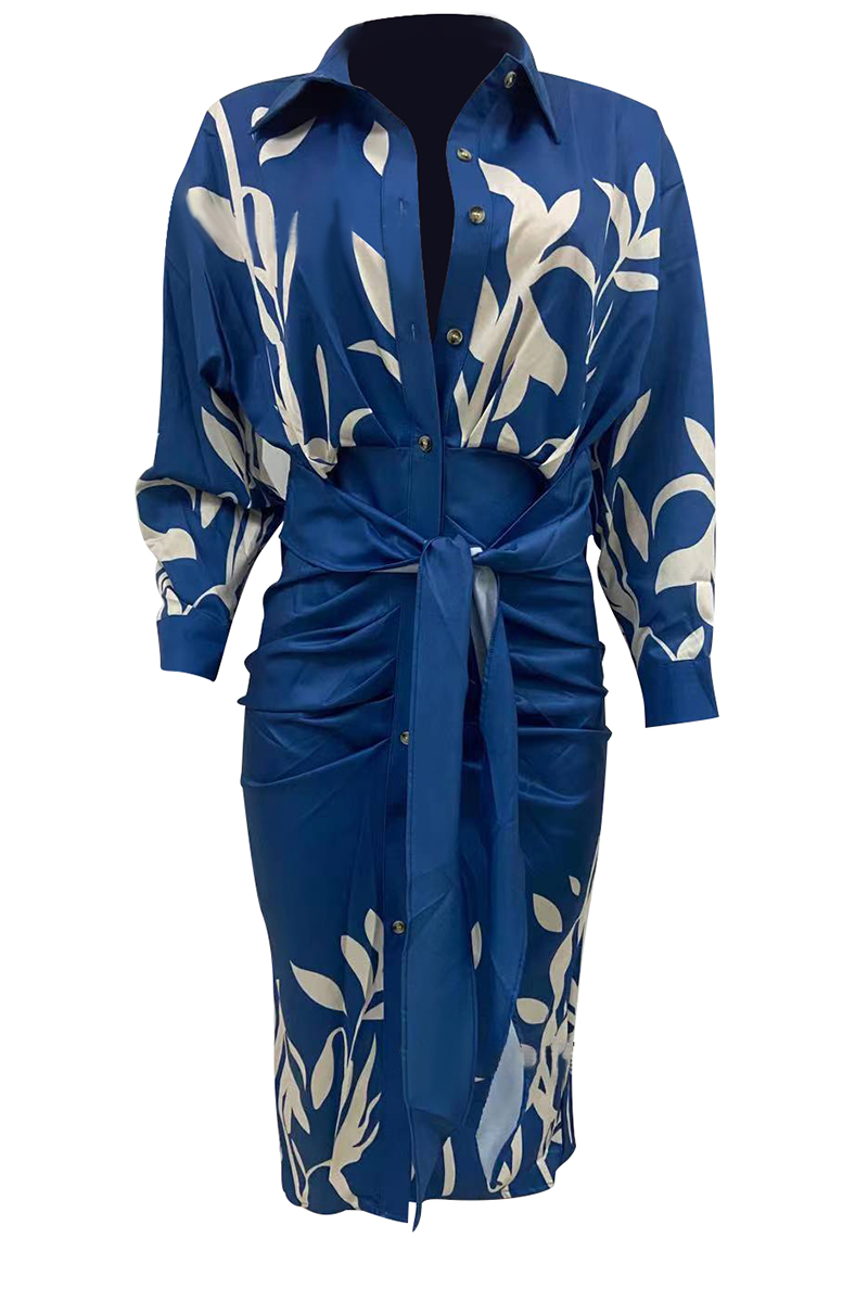 Casual Print Patchwork V Neck Irregular Dress Dresses(3 Colors) - Fashionpara