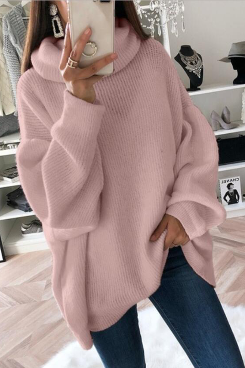 Florcoo Solid Patchwork Turtleneck Sweater in Five Colors