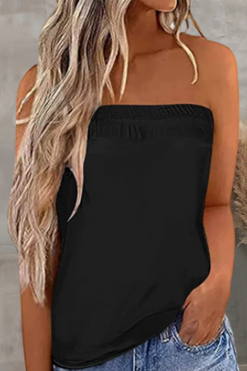 Vintage Print Patchwork Strapless Tops - Fashionpara