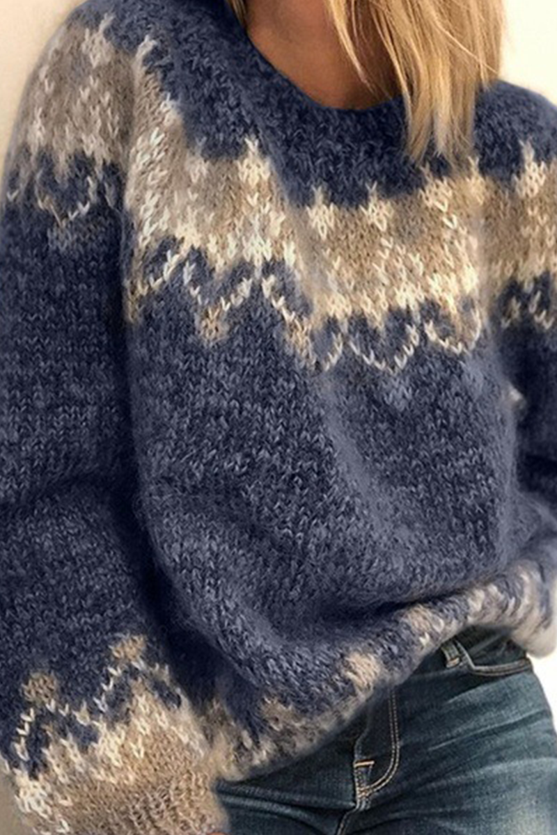 Fashion Print Patchwork O Neck Tops(4 Colors) - Fashionpara