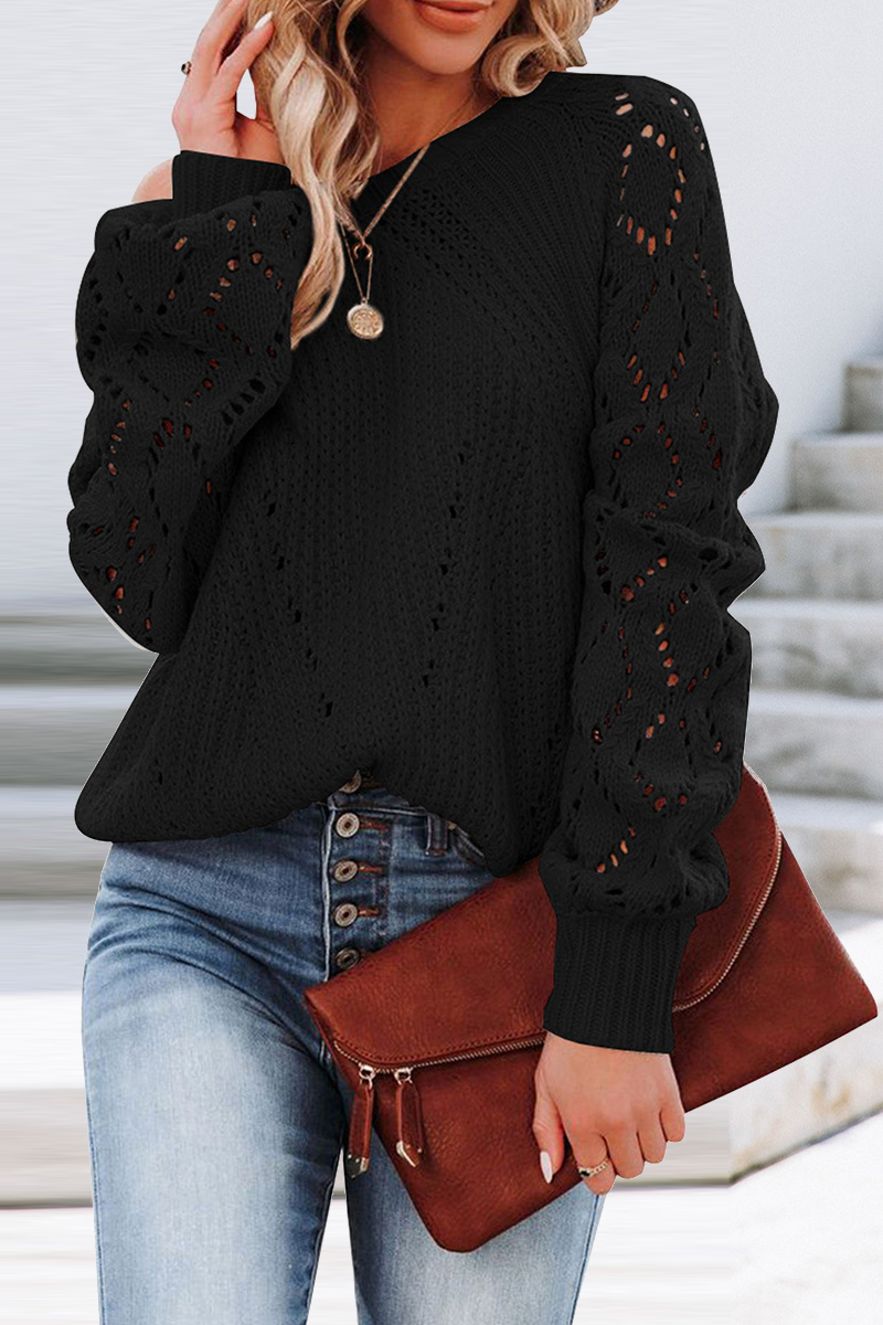 Florcoo Solid Patchwork O Neck Sweater in 7 Elegant Colors